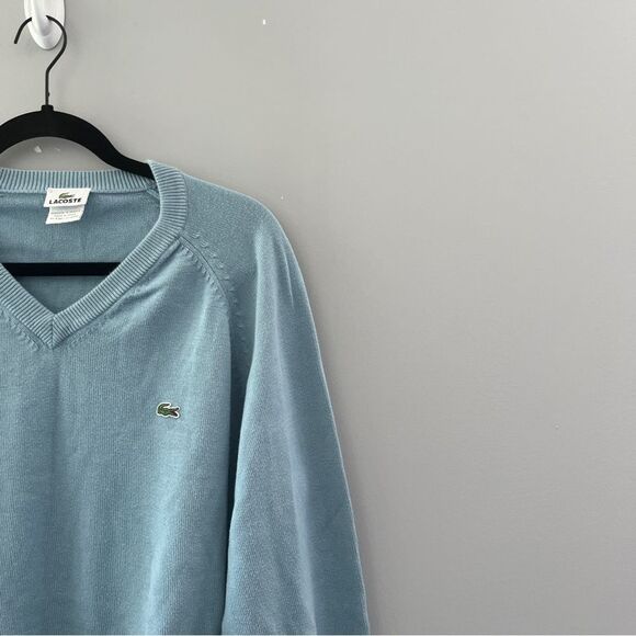 Lacoste Sky Blue V-Neck Sweater - Picture 3 of 8